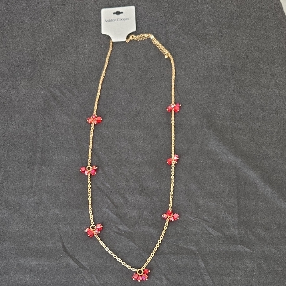 Ashley Cooper Gold Necklace with Red Accents